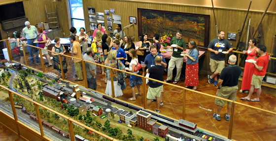 Participants in The Delta Center for Culture and Learning workshop “The Most Southern Place on Earth: Music, History and Culture o the Mississippi Delta” gather for a reception at the Martin and Sue King Railroad Museum.